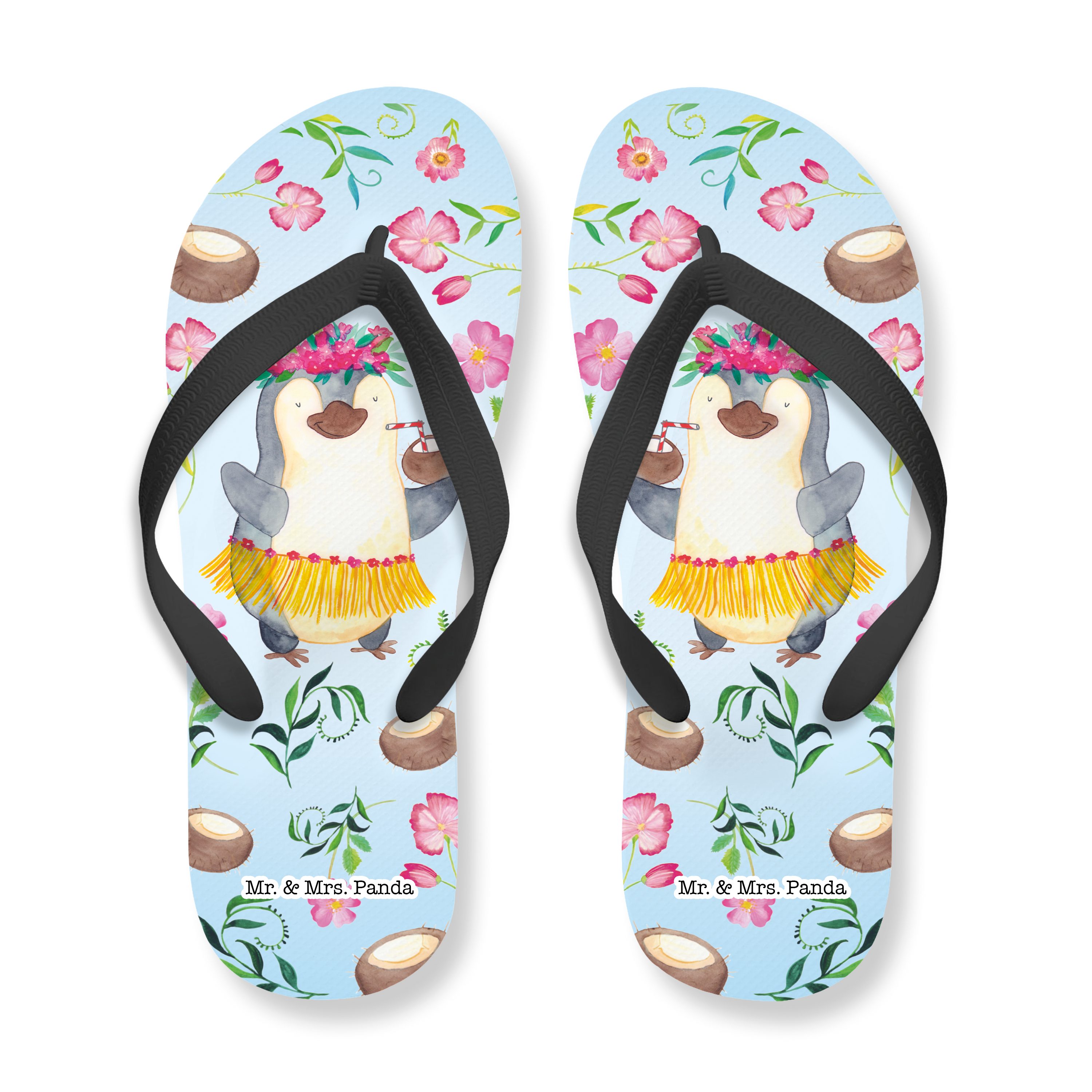 Mr. & Mrs. Panda Pinguin Kokosnuss - Weiß - Geschenk, Sommerschuhe, Badeschuhe, Pingui Badeschuh (1-tlg)