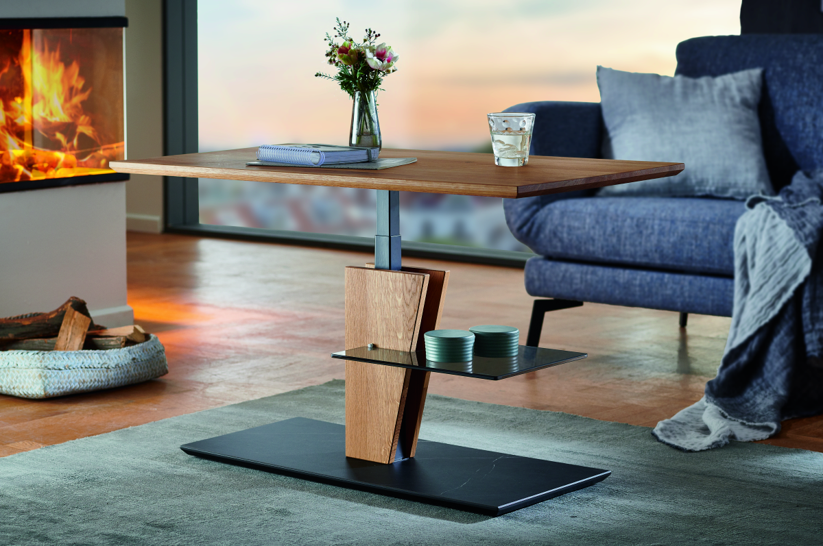 Couchtisch 5328 Glas Eiche 60 cm