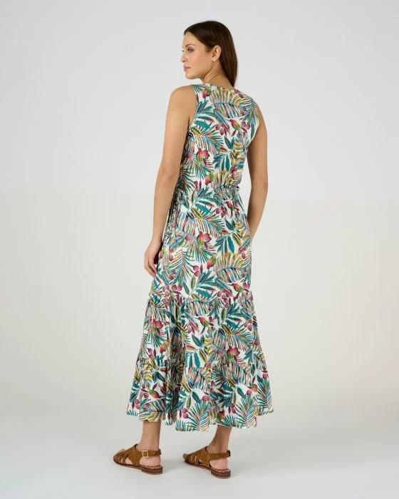 Robe longue maille à volants