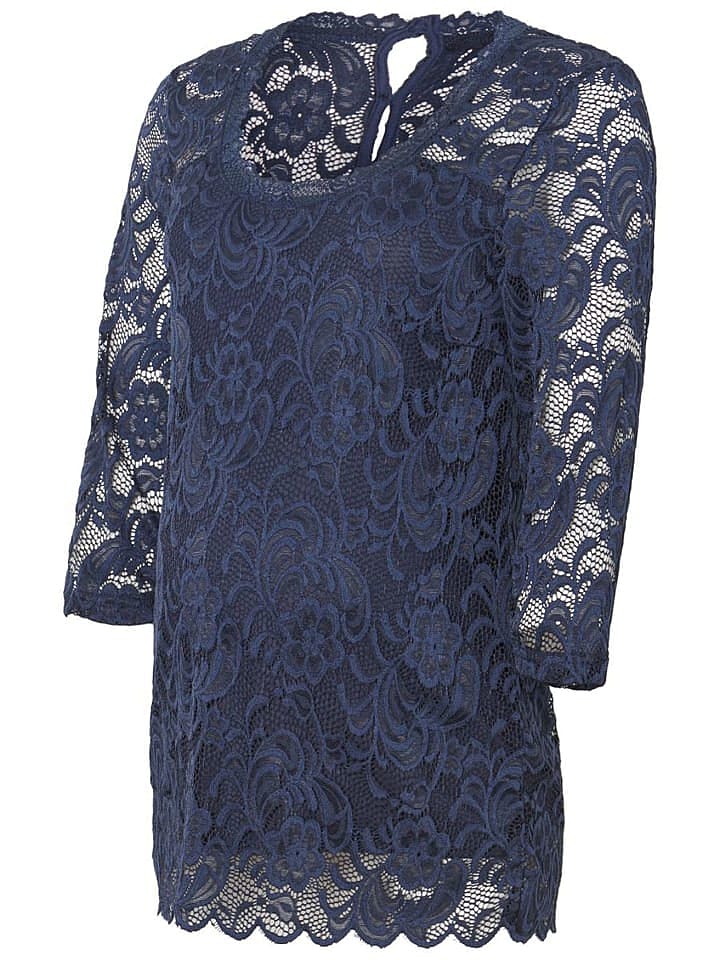 mama licious Shirt Umstandstop Spitze MLMIVANA 3/4 WOVEN TOP in Navy günstig kaufen S