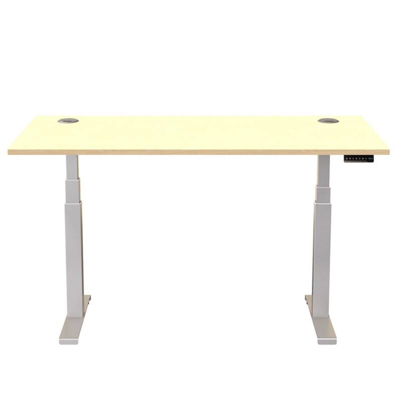 Fellowes Cambio Elektrisch Höhenverstellbar Sitz-Stehschreibtisch Rechteckig Ahorn T-Fuß 1.699 (B) x 649 (T) x 1.305 (H) mm MFC (Melaminbeschichtete Spanplatte), PVC (Polyvinylchlorid), Stahl