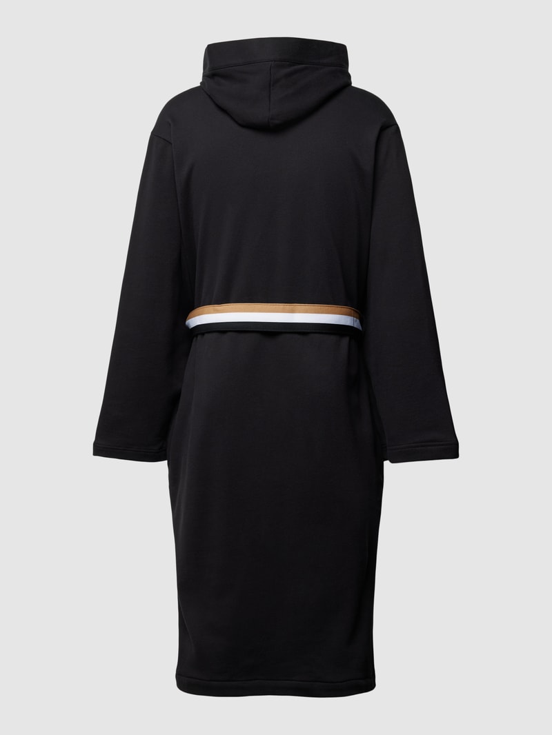 Bademantel mit Kapuze Modell 'French Terry' in schwarz