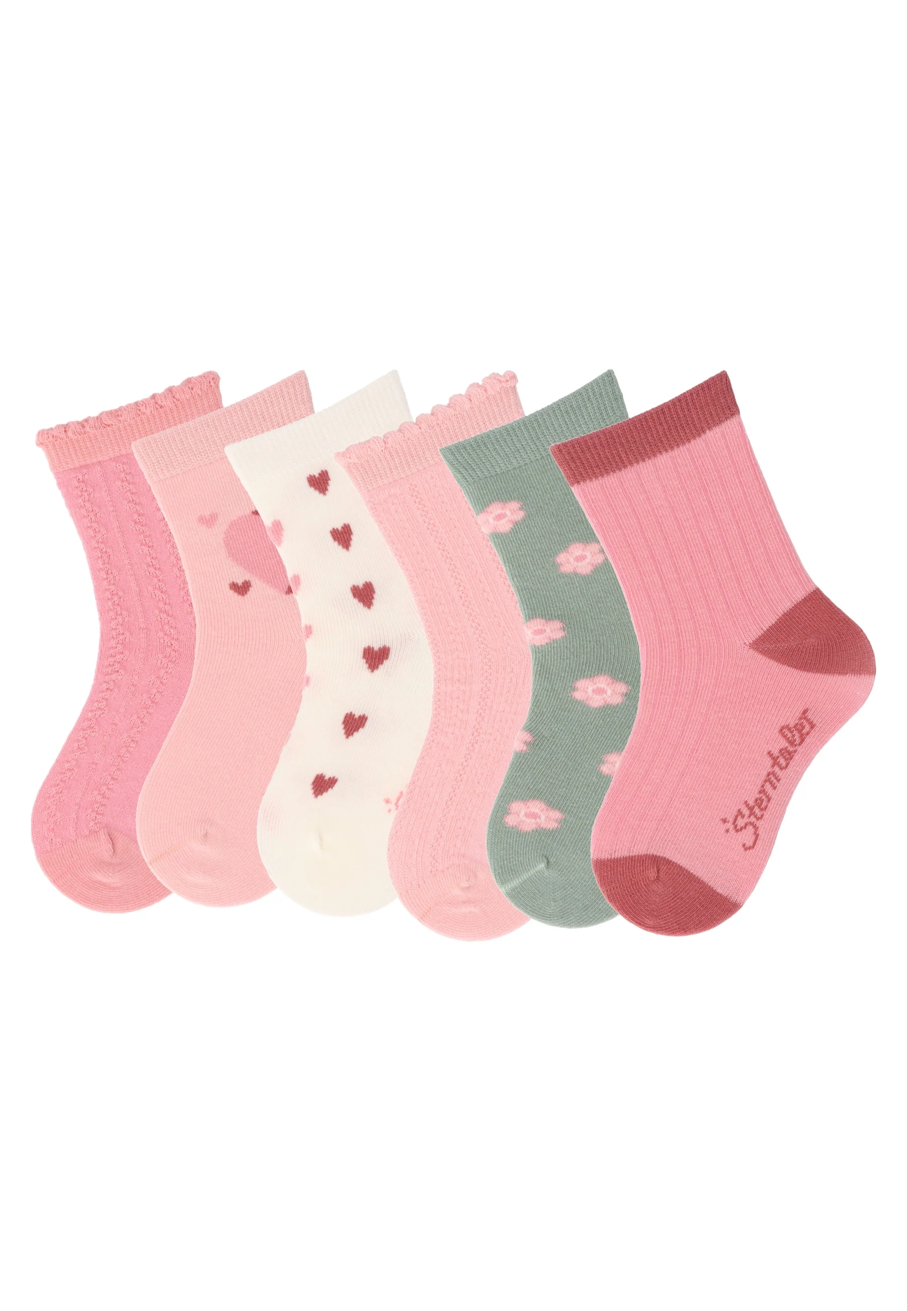 Socken im 6er Pack mit Struktur in mattrosa