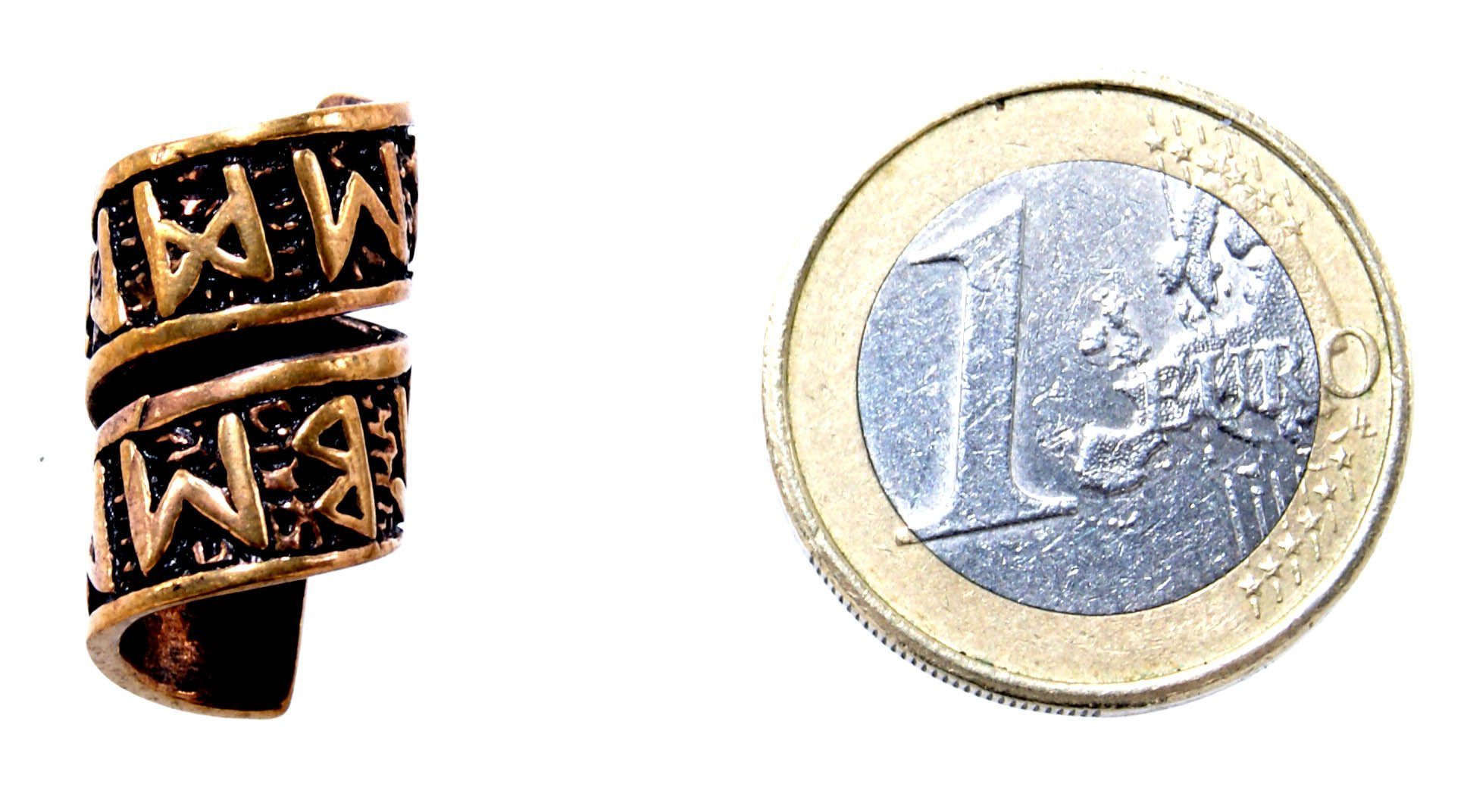 Kiss of Leather Bartbürste Bartperle Haarperle Bronze Runen Futhark Spirale Bartschmuck 8 mm