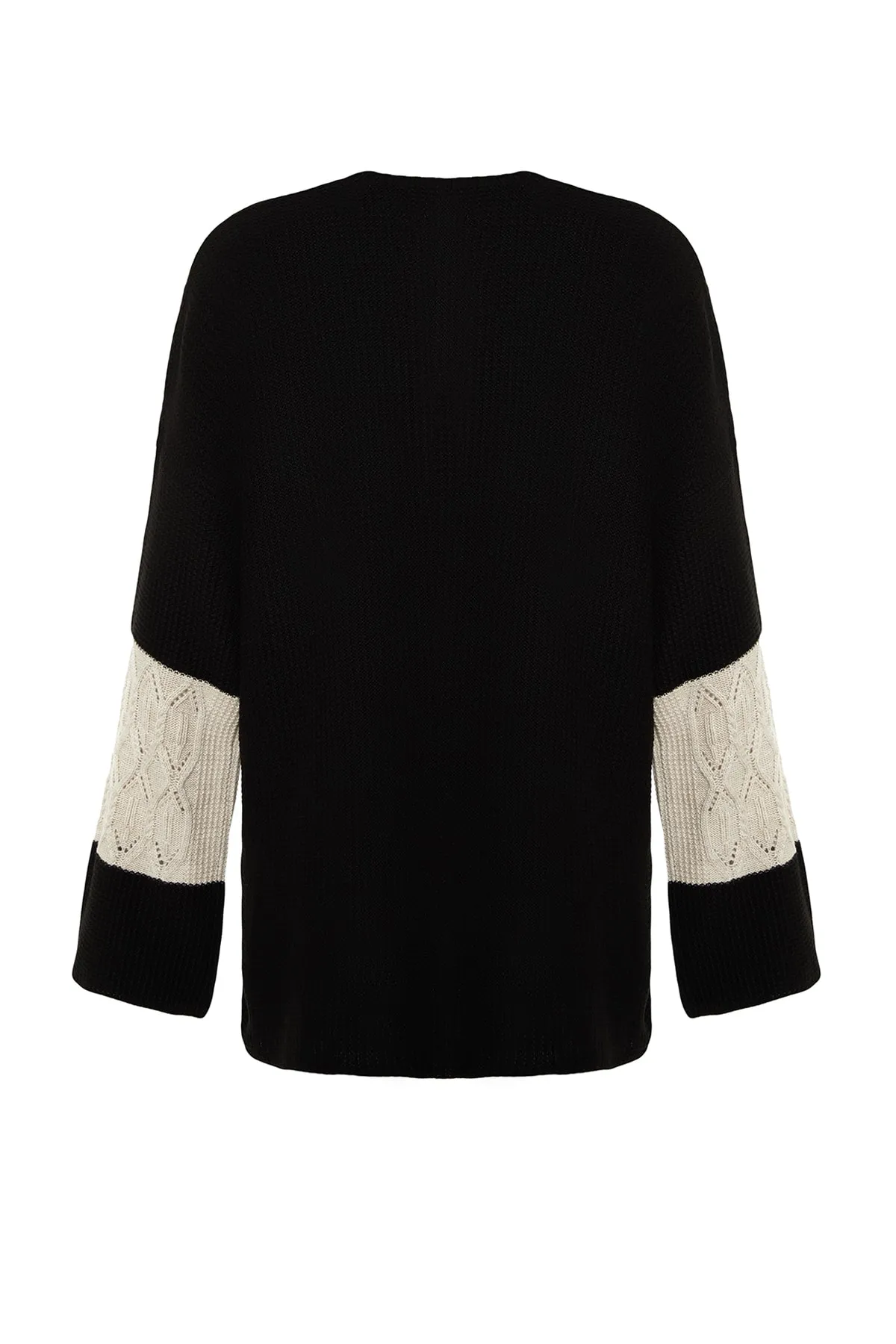 Trendyol Modest  Schwarzer durchbrochener/perforierter Farbblock-Strickpullover TCTAW24AK00055