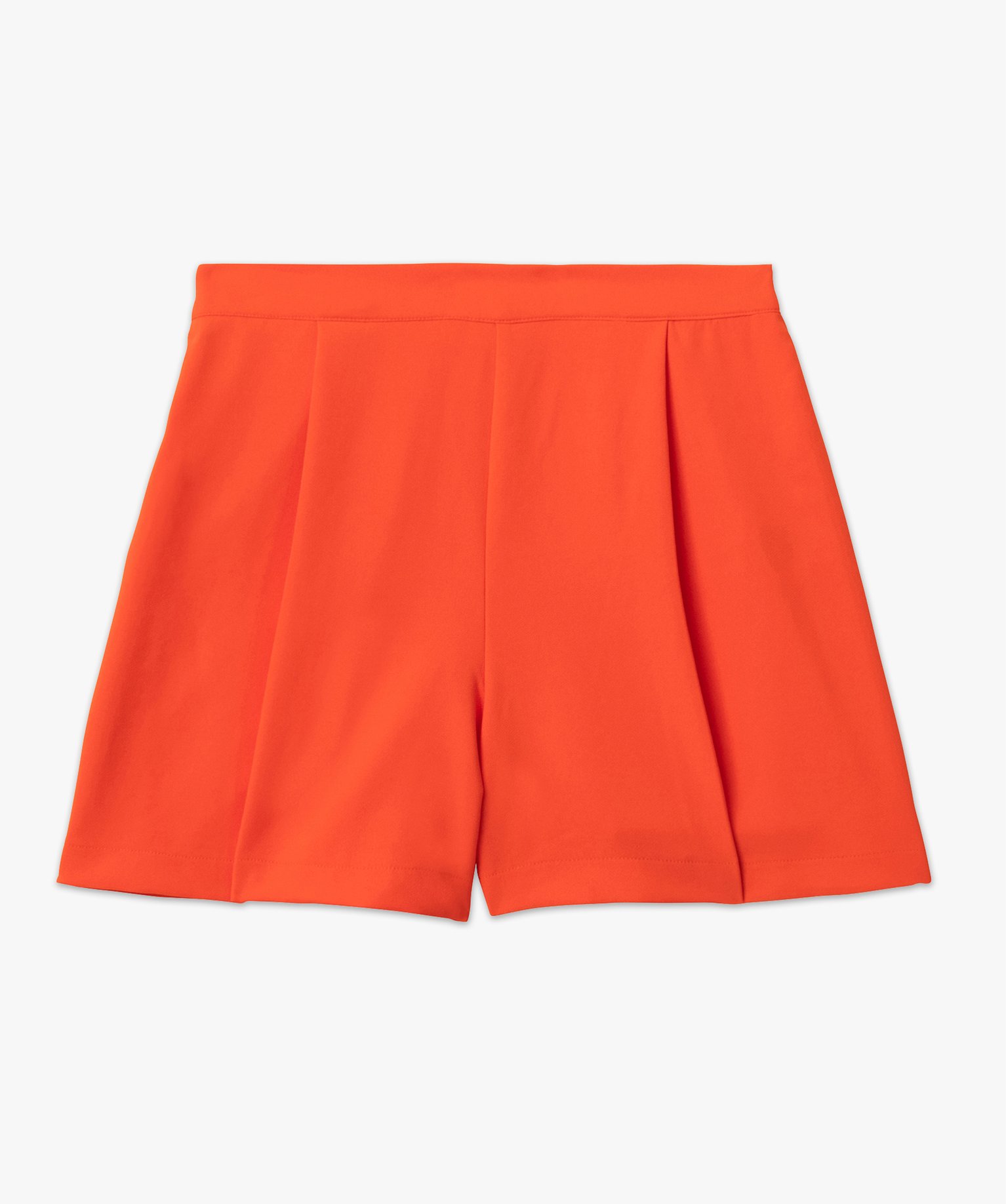 Short à plis avec taille élastique femme orange | GEMO