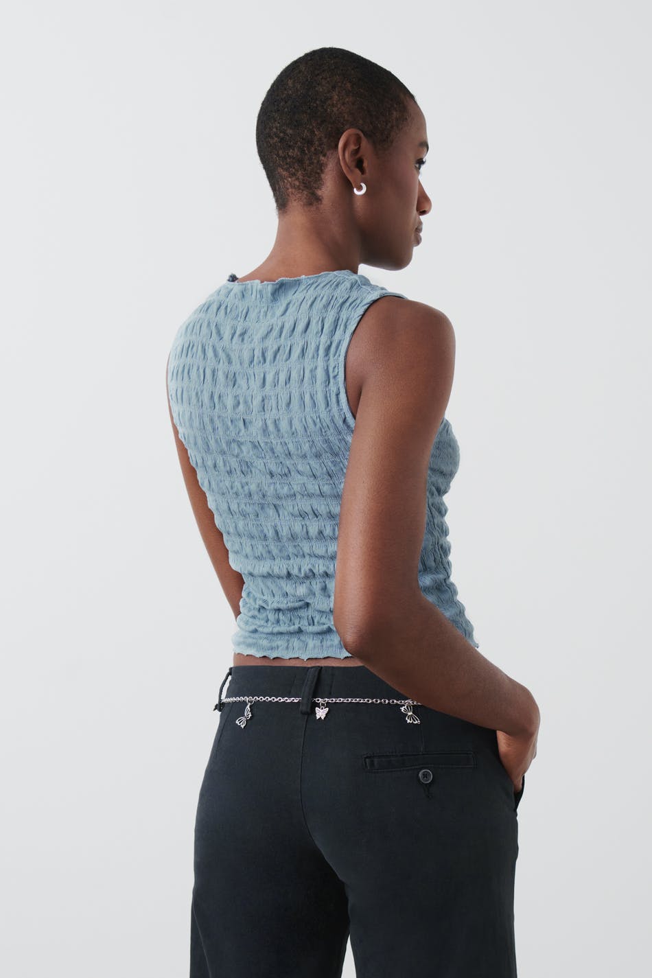 Texture funnel neck top