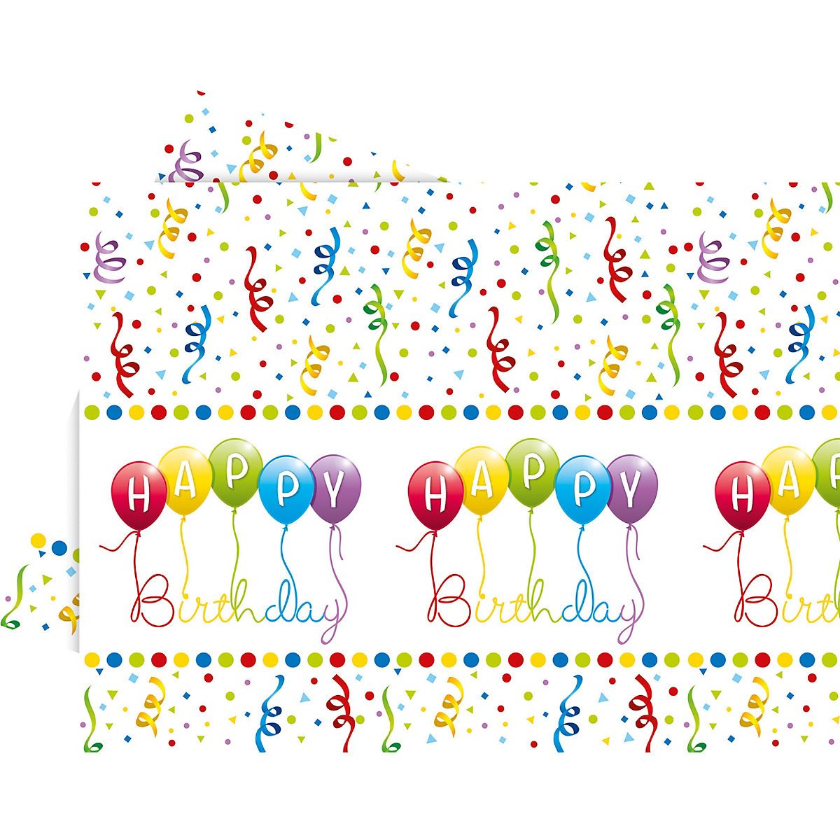 Party-Tischdecke Happy Birthday Streamers, Kunststoff, 120 x 180 cm