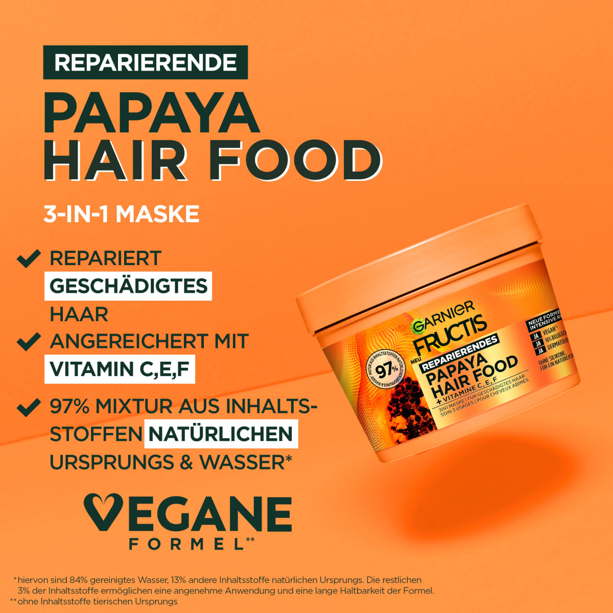 Haarkur Papaya Hair Food 3in1 Maske, 400 ml