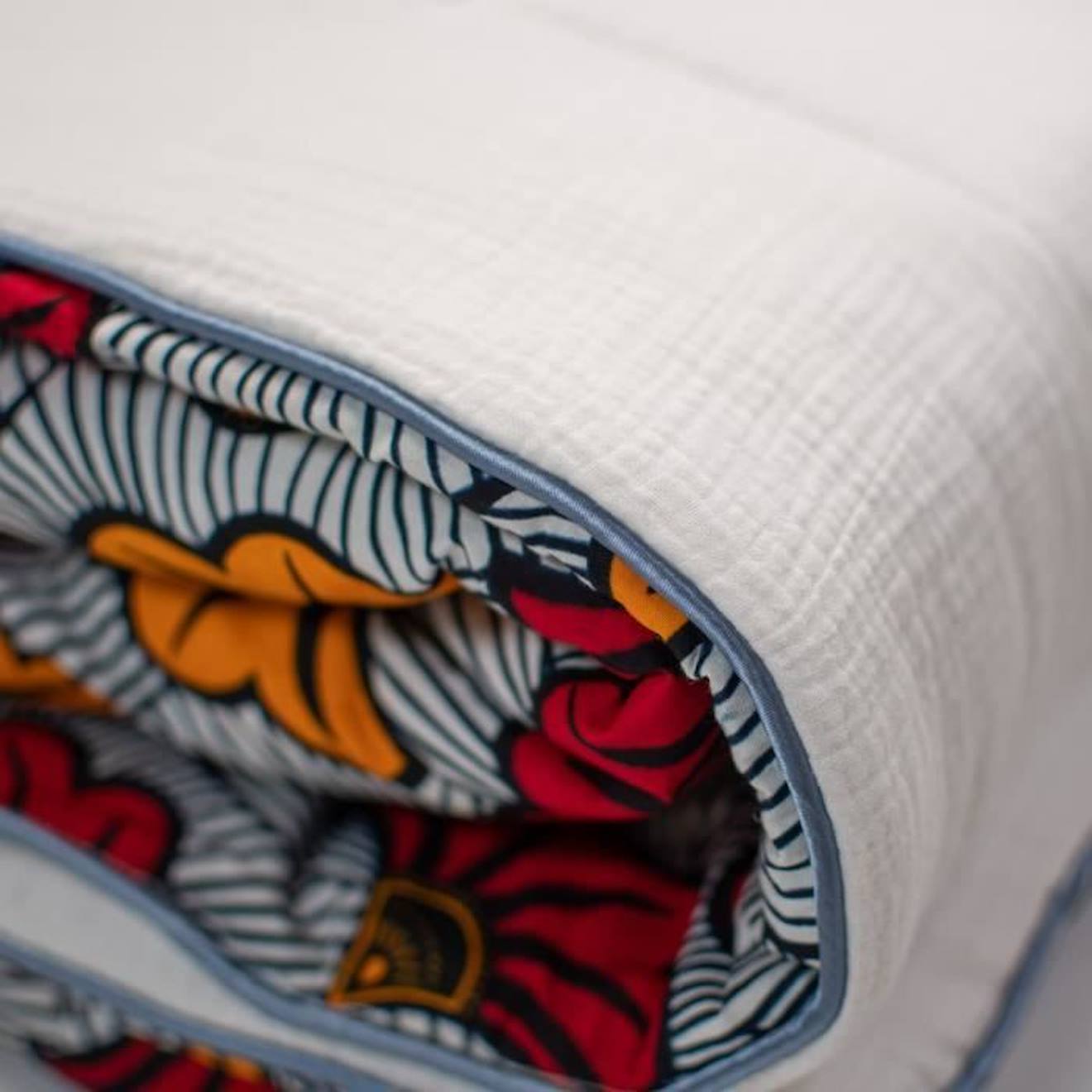Grande couverture en coton, Wax Fleurs de mariage Rouge TU rouge