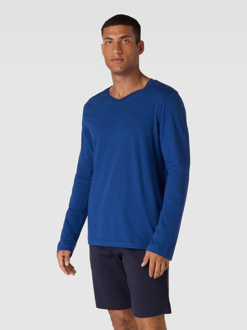 Longsleeve mit V-Ausschnitt Modell 'Mix+Relax' in royalblau
