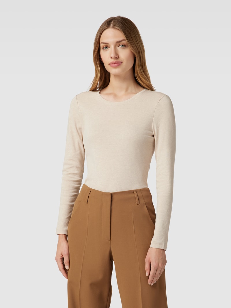 Longsleeve mit Rundhalsausschnitt in ecru meliert