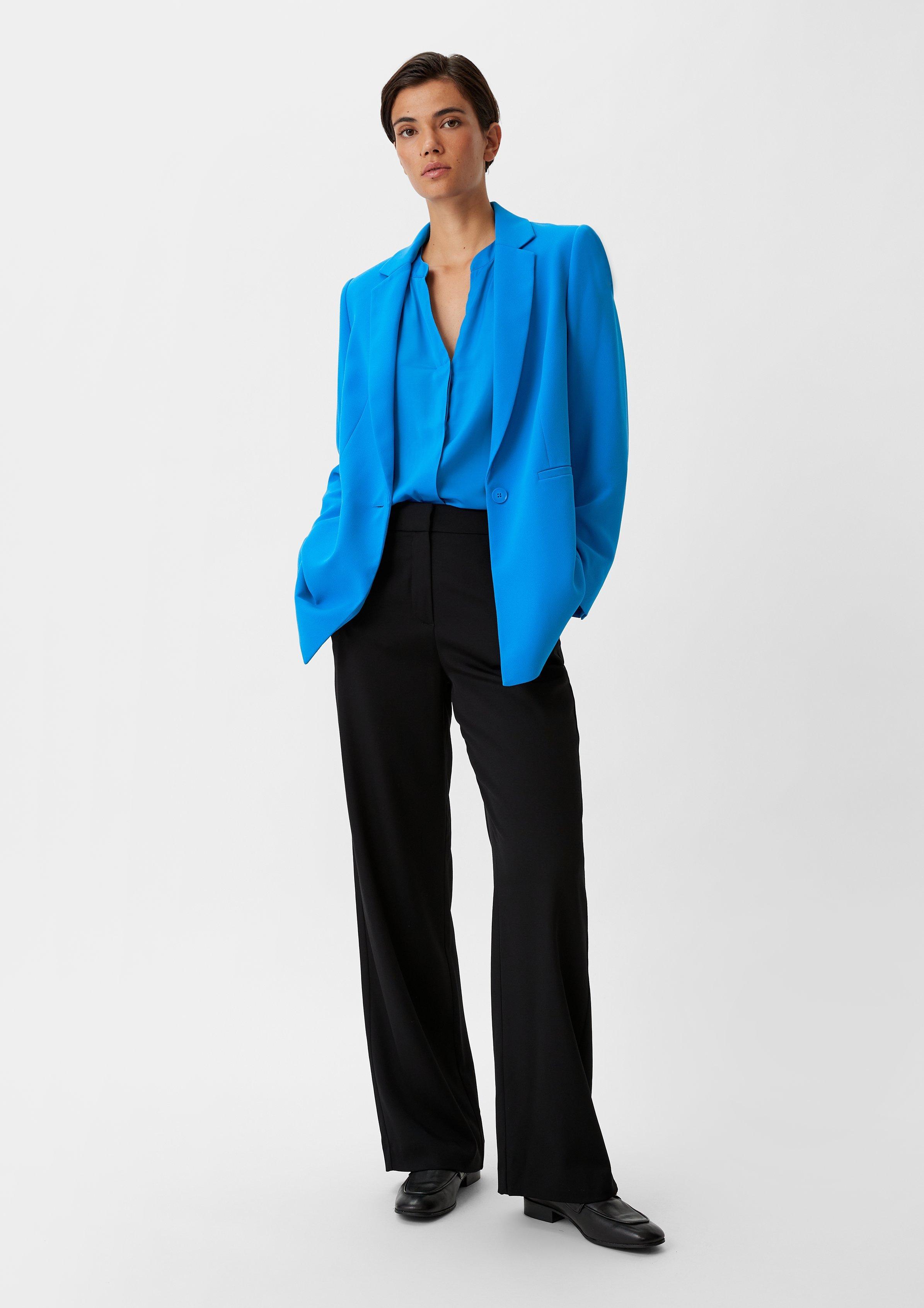 Satinbluse aus Viskosemix - royalblau