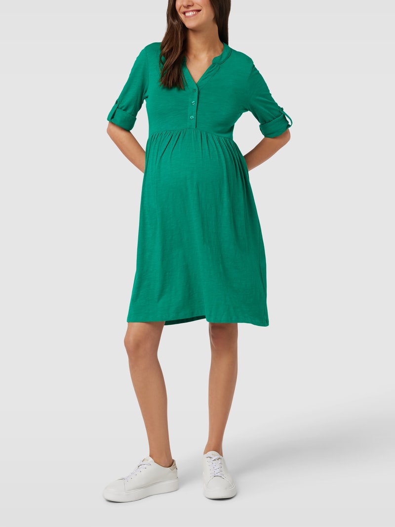 Knielanges Umstands-Kleid mit V-Ausschnitt in grün