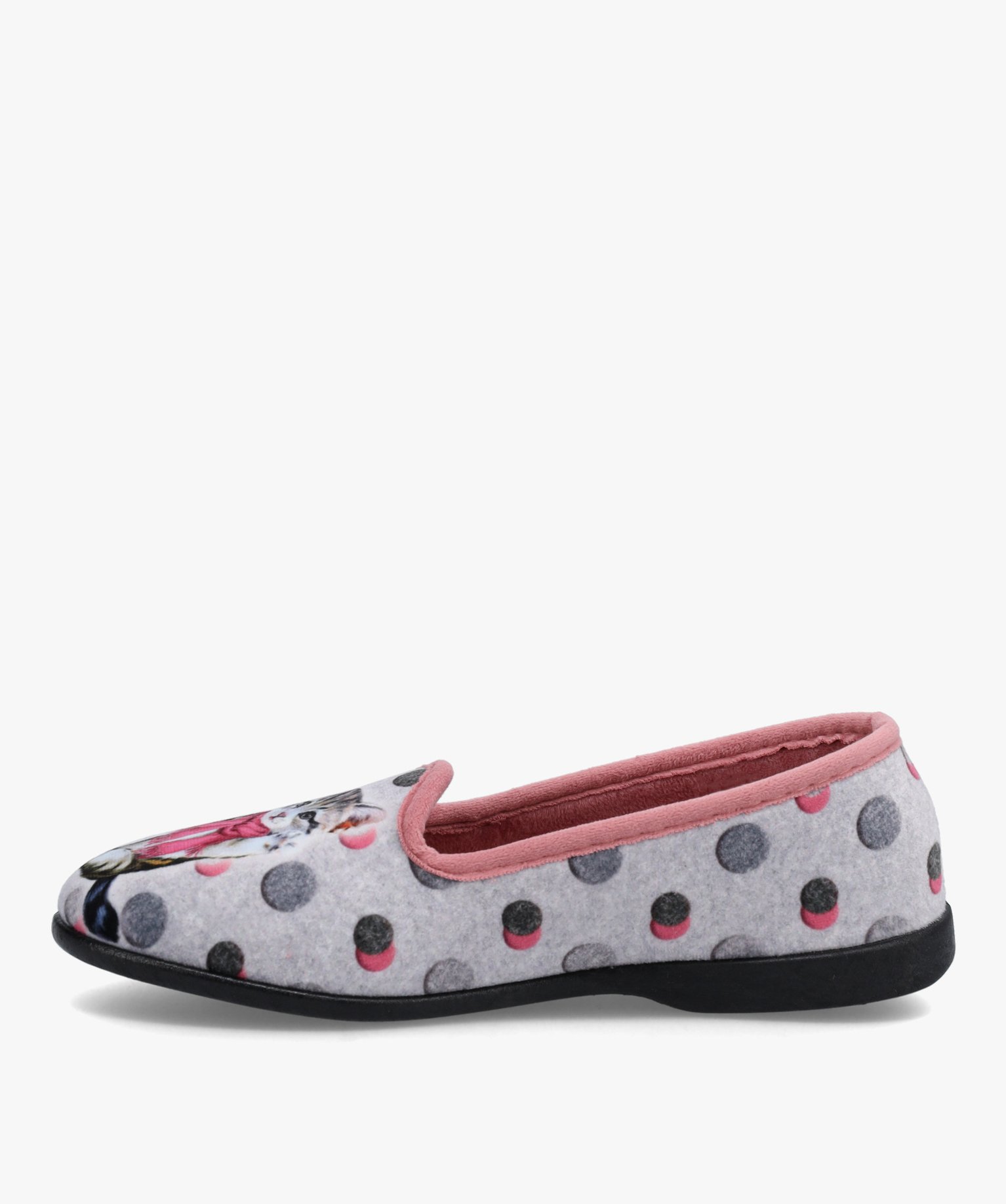 Chaussons femme en velours ras imprimés chat gris | GEMO