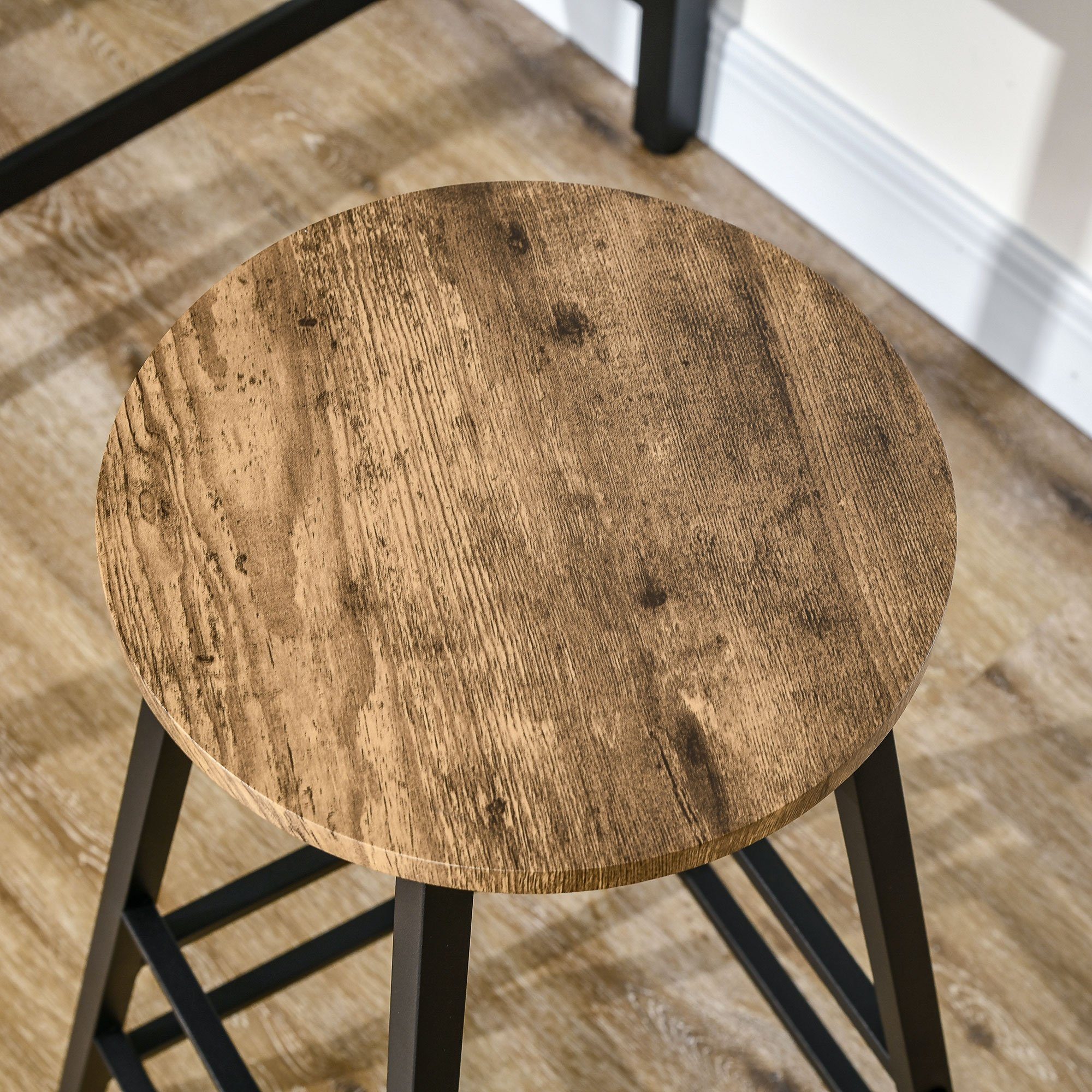HOMCOM Bargruppe mit Hockern Industrie Design Holzwerkstoff