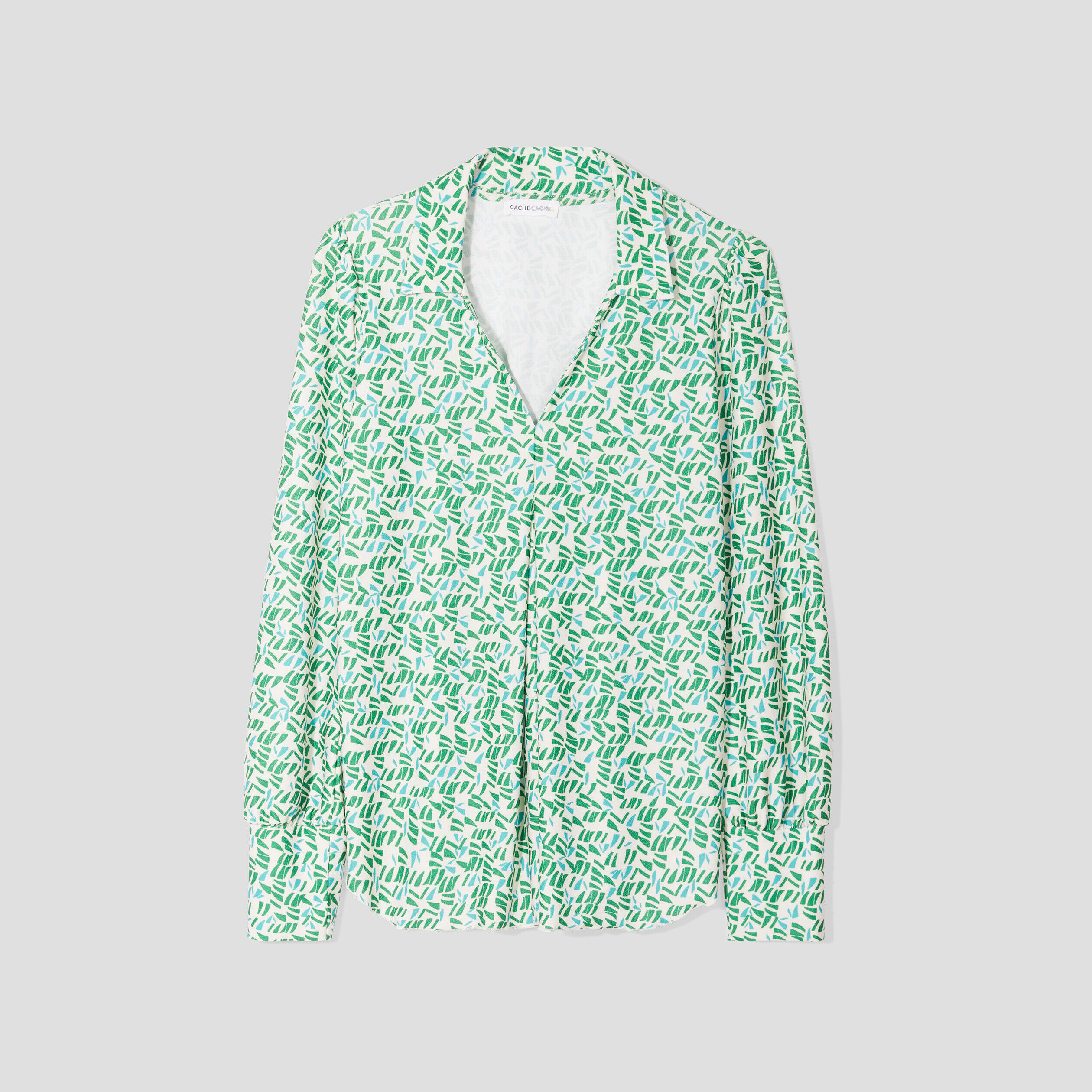 Blouse manches longues vert femme | Cache Cache