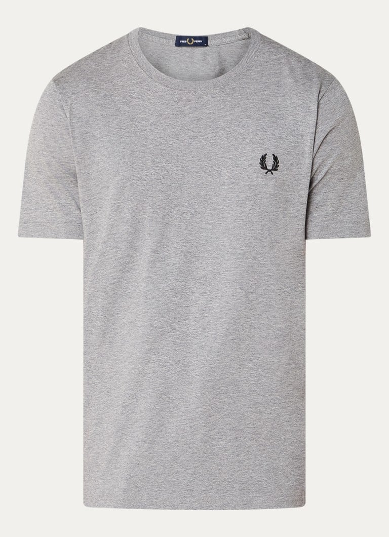 T-shirt Fred Perry in tessuto mélange con logo ricamato