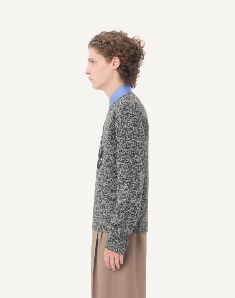 Valentino bomulds- og Mouliné-uldtrøje med panterjacquard