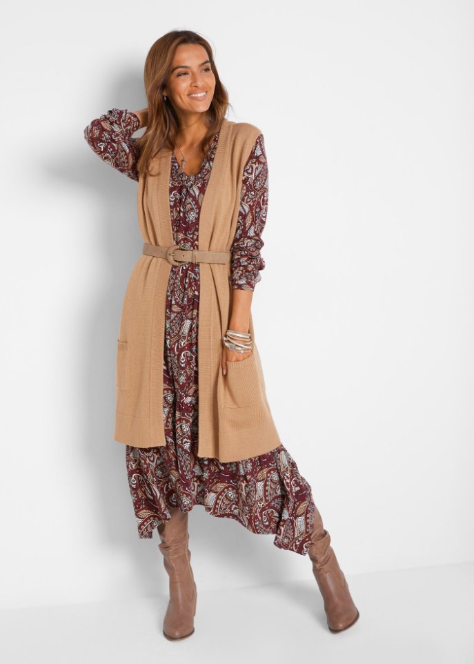 Midi Shirtkleid aus Baumwoll- Viskose Mischung, mit Zipfelsaum