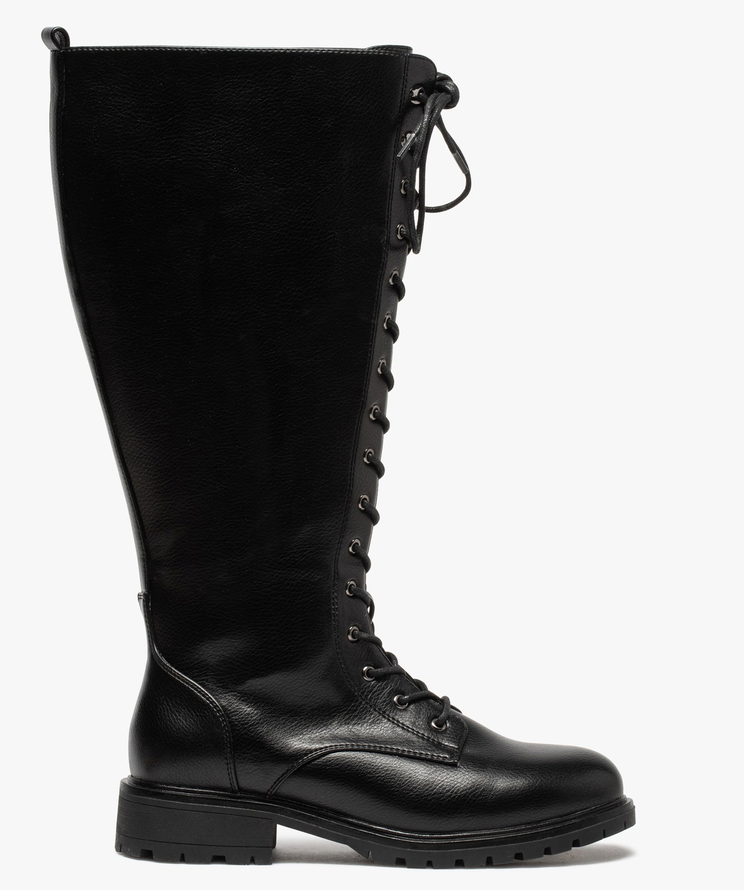 Bottes femme unies à lacets et semelle crantée | GEMO