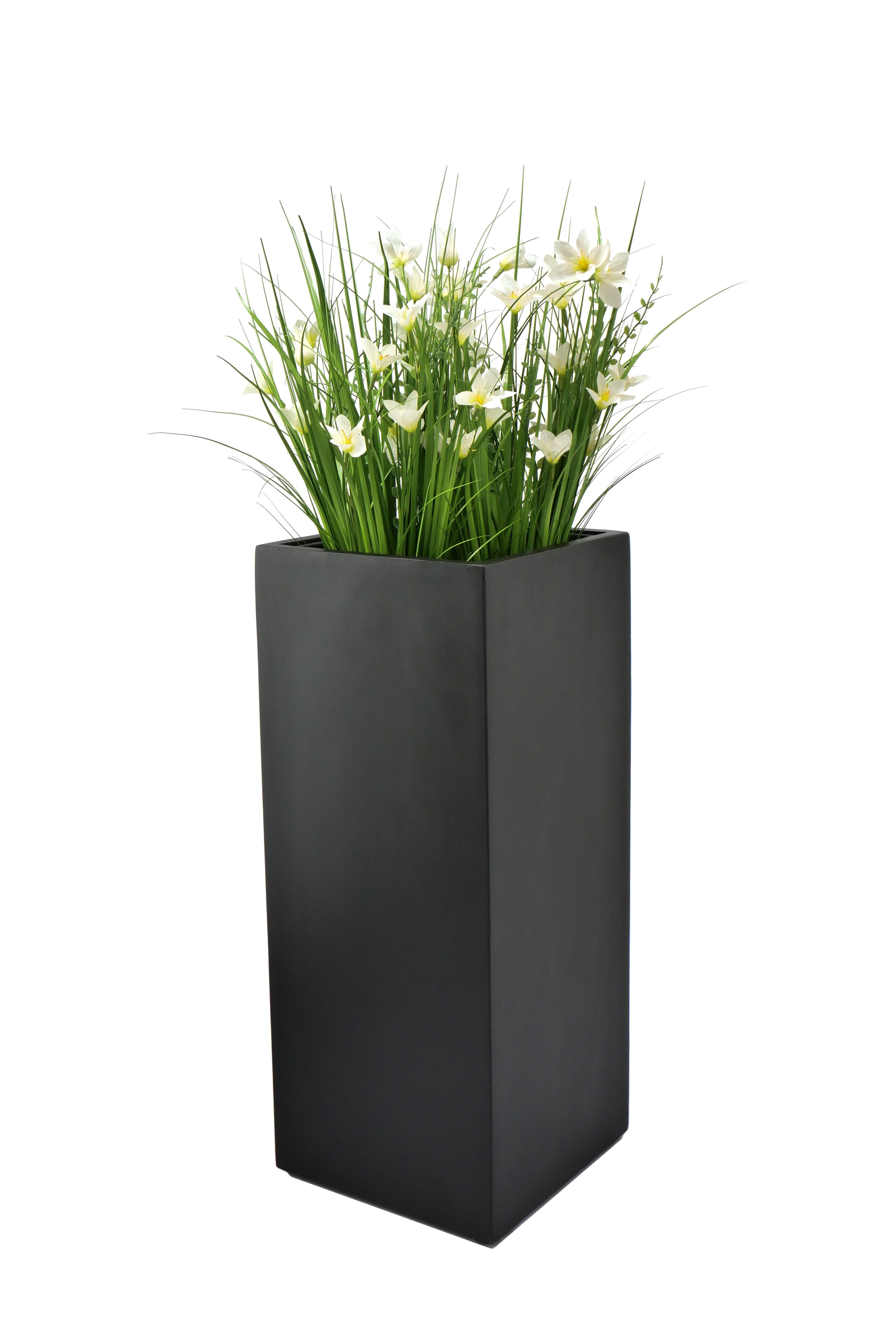 Flingora Bodenvase Temple, mit Einsatz - Fiberglas - Indoor & Outdoor - Samtschwarz - Höhe 75 cm