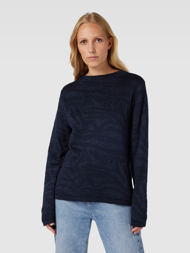 Strickpullover mit Effektgarn in marineblau