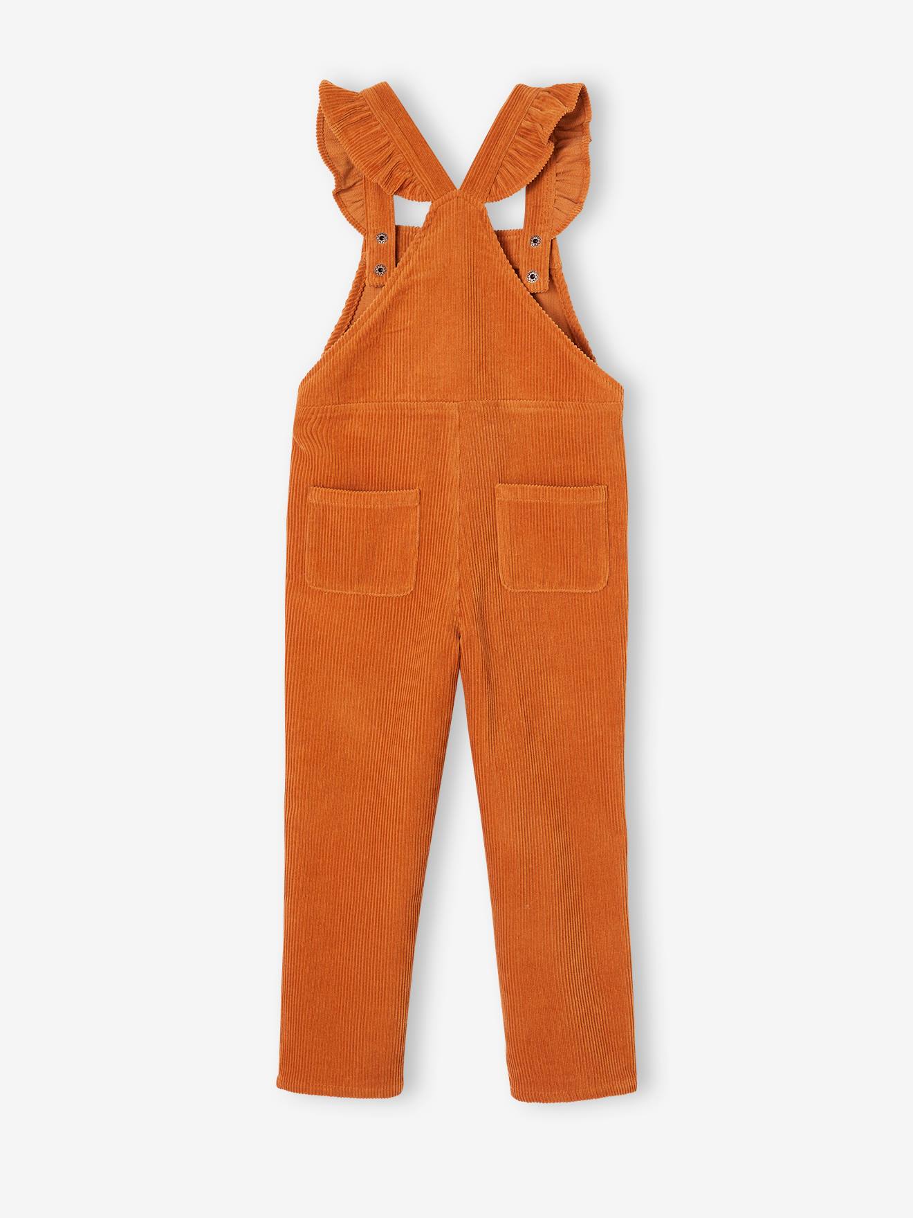 Vertbaudet Mädchen Cord-Latzhose mit Volantträgern - rosenholz