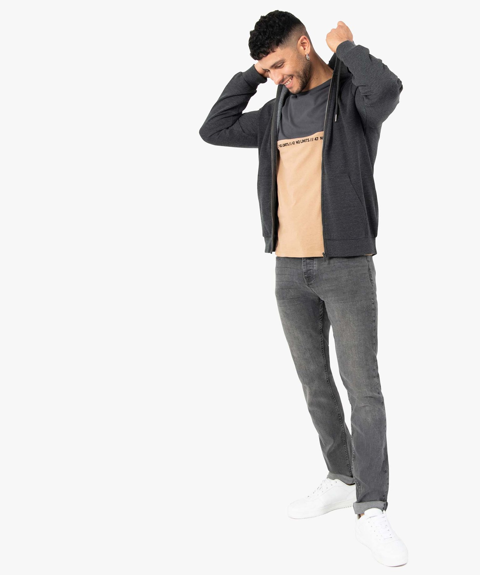 Jean homme straight en coton stretch grey | GEMO