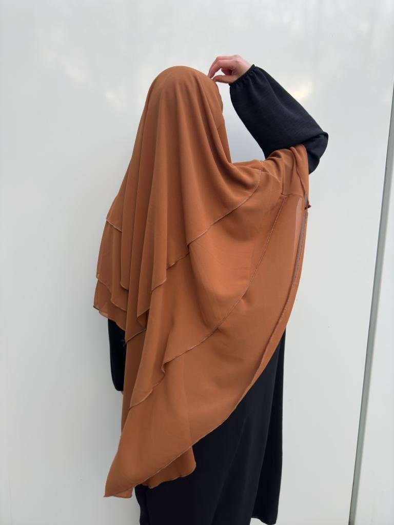 Aymasal Kopftuch Dreilagiger Khimar Chiffon Khumur Hijab Kopftuch Bedeckung locker