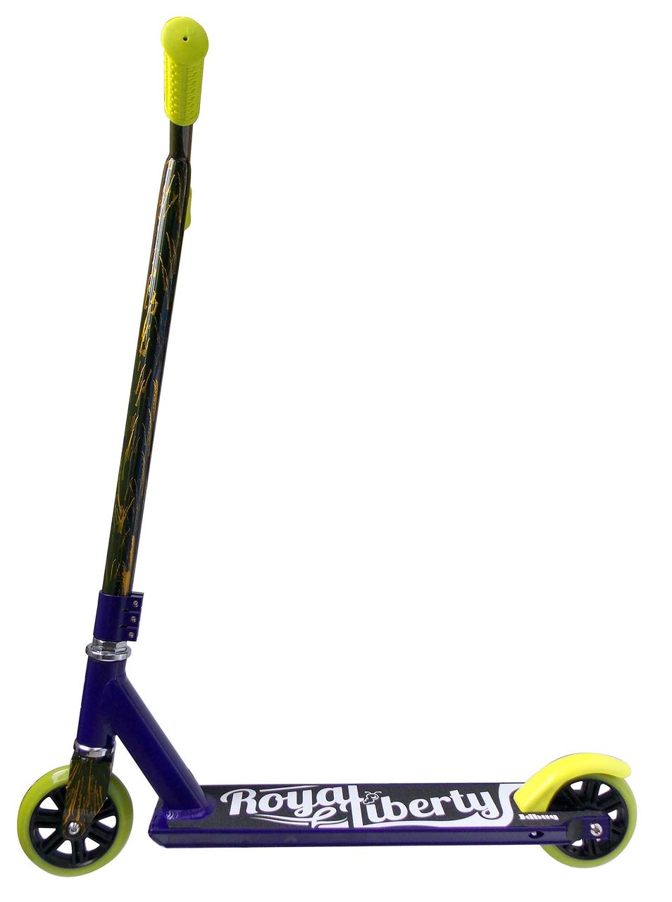 JD Bug Freestyle Stunt Scooter Royal Liberty lila gelb Tretroller Stuntroller bis 100kg belastbar