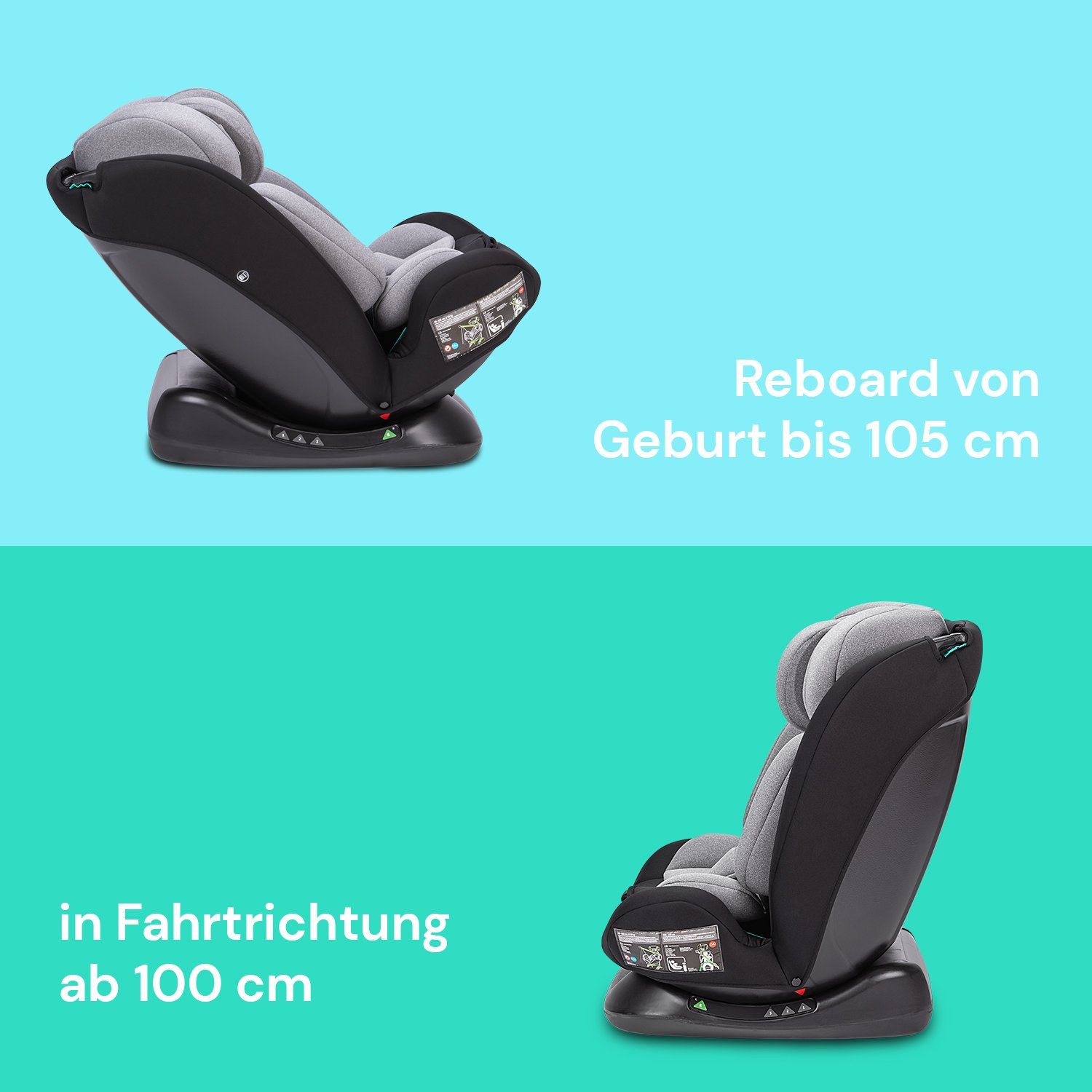 BooBoo Autokindersitz Safety London, ab: Geburt, bis: 12 Jahre, Kindersitz Reboarder von 40 bis 150 cm ohne Isofix