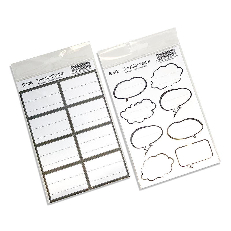 Boketiketter 8-pk i tekstil til elastisk bokbind