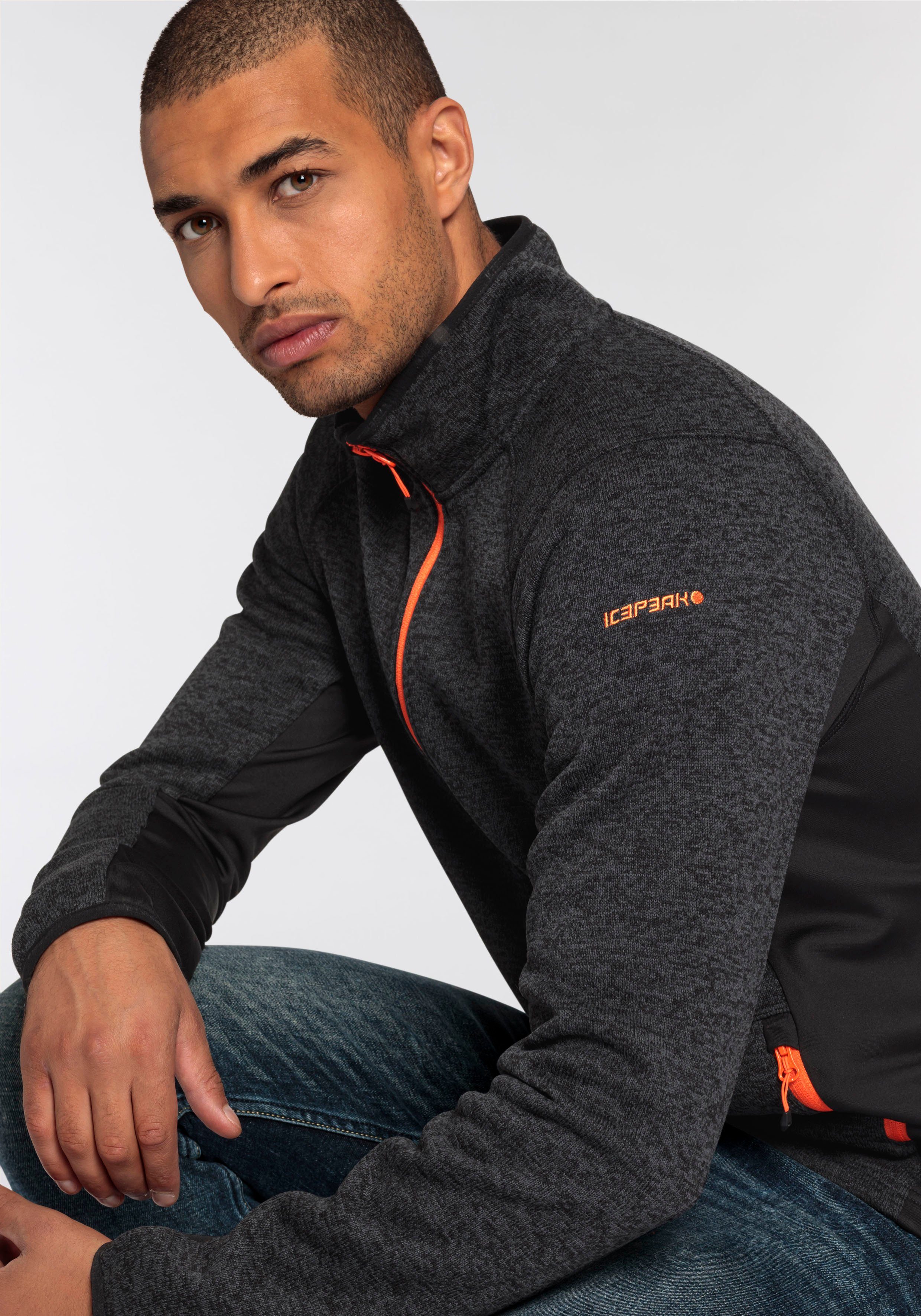 Icepeak Funktionsjacke ICEPEAK BODE mit kontrastfarbener Logostickerei am Oberarm