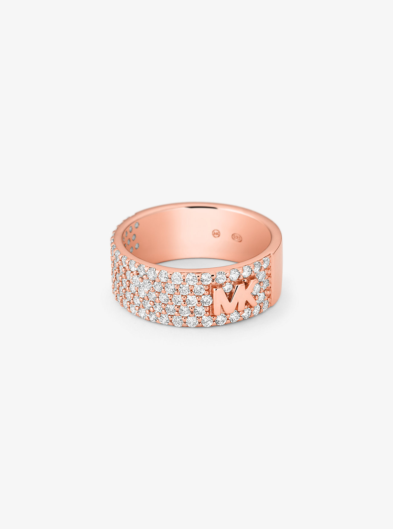Mott Precious Metal-Plated Sterling Silver Pavé Logo Ring - ROSE GOLD