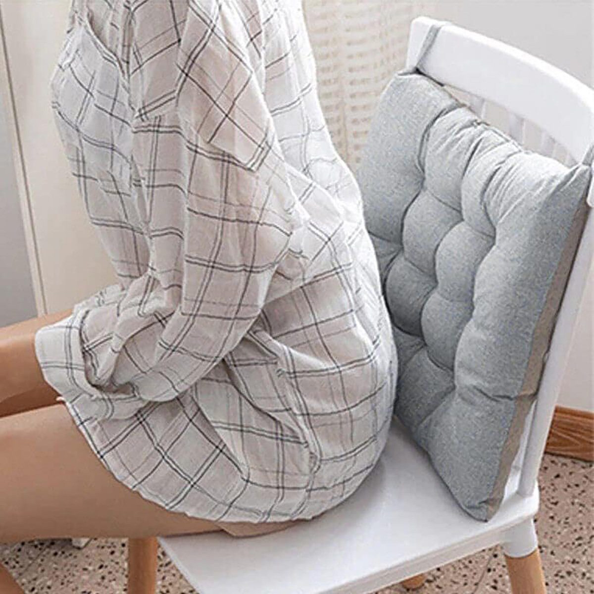 götäzer Bodenkissen 40x40cm dicke Esszimmerstuhl Sitzkissen (4PCS Grau), Mit Riemen, geeignet für Wohnzimmer, Küche, Garten, Büro.