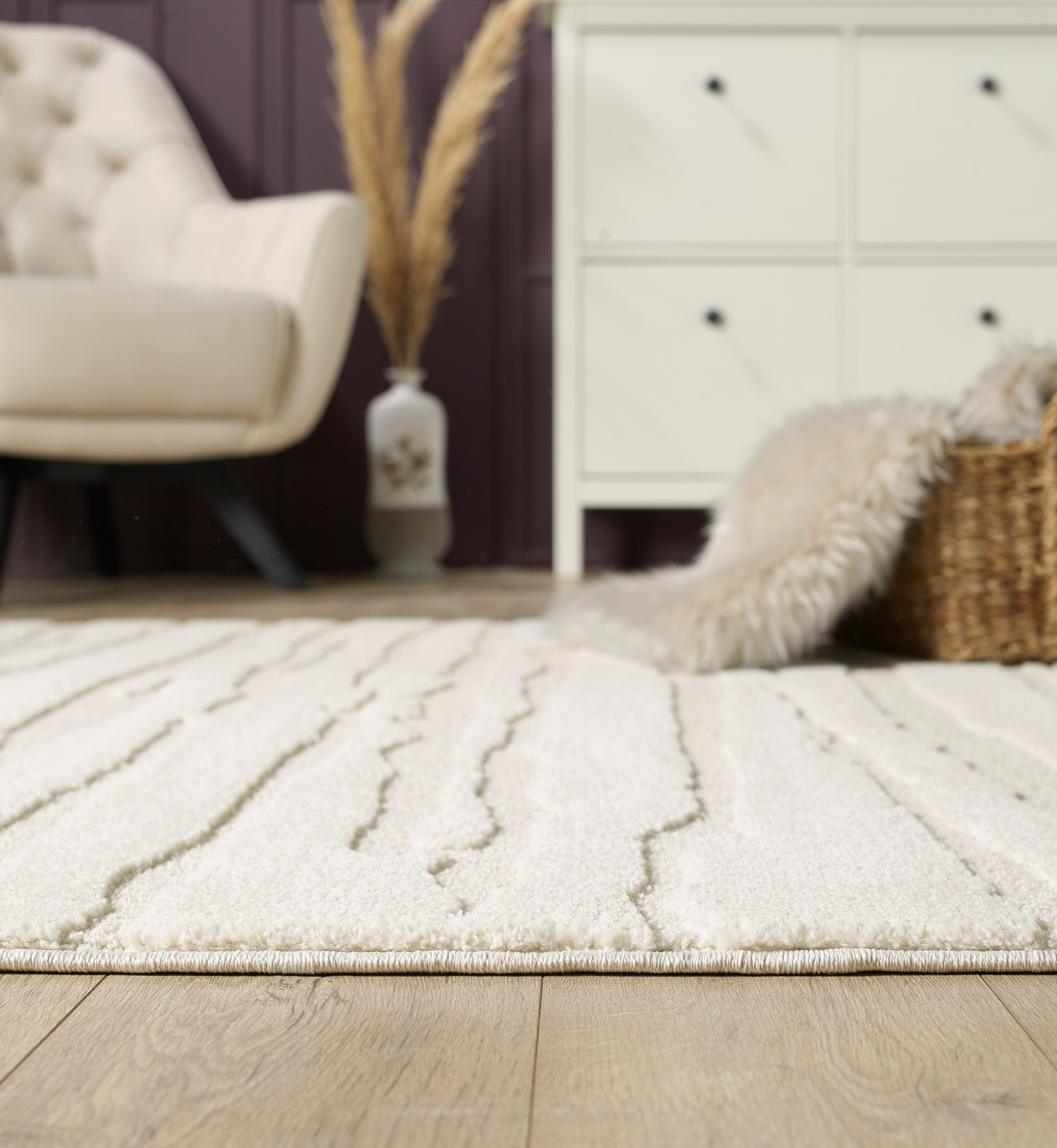Teppich Everest - moderner Kurzflor mit Hoch-Tief-Effekt, the carpet, Höhe: 14 mm, 3D Effekt, hohe Flordichte und angenehm weich, exklusives Design