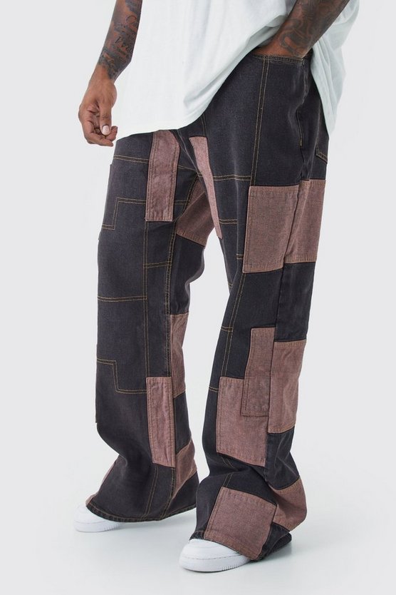 Plus lockere Patchwork Schlagjeans