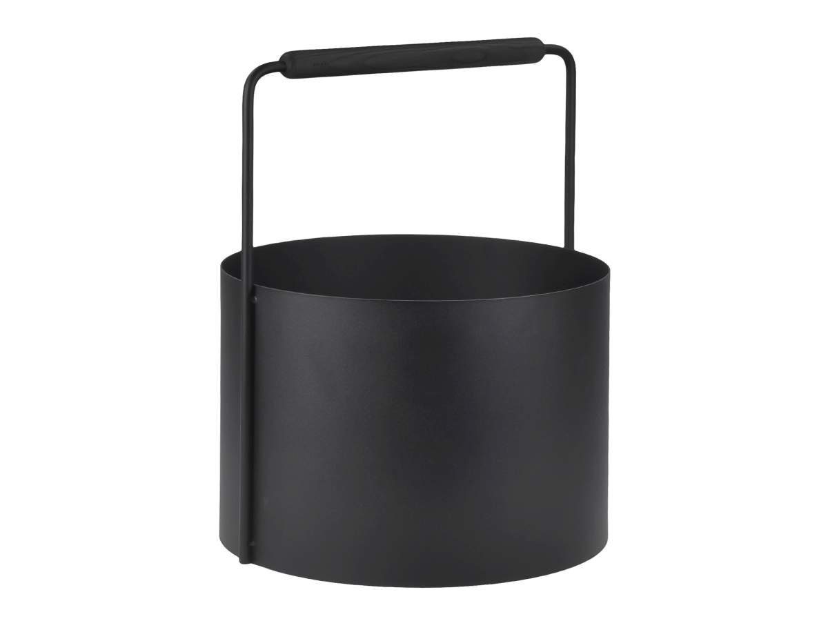 blomus Kaminholzkorb Ashi, Ø 35cm, Brennholzkorb aus Metall mit Holzgriff aus Eiche