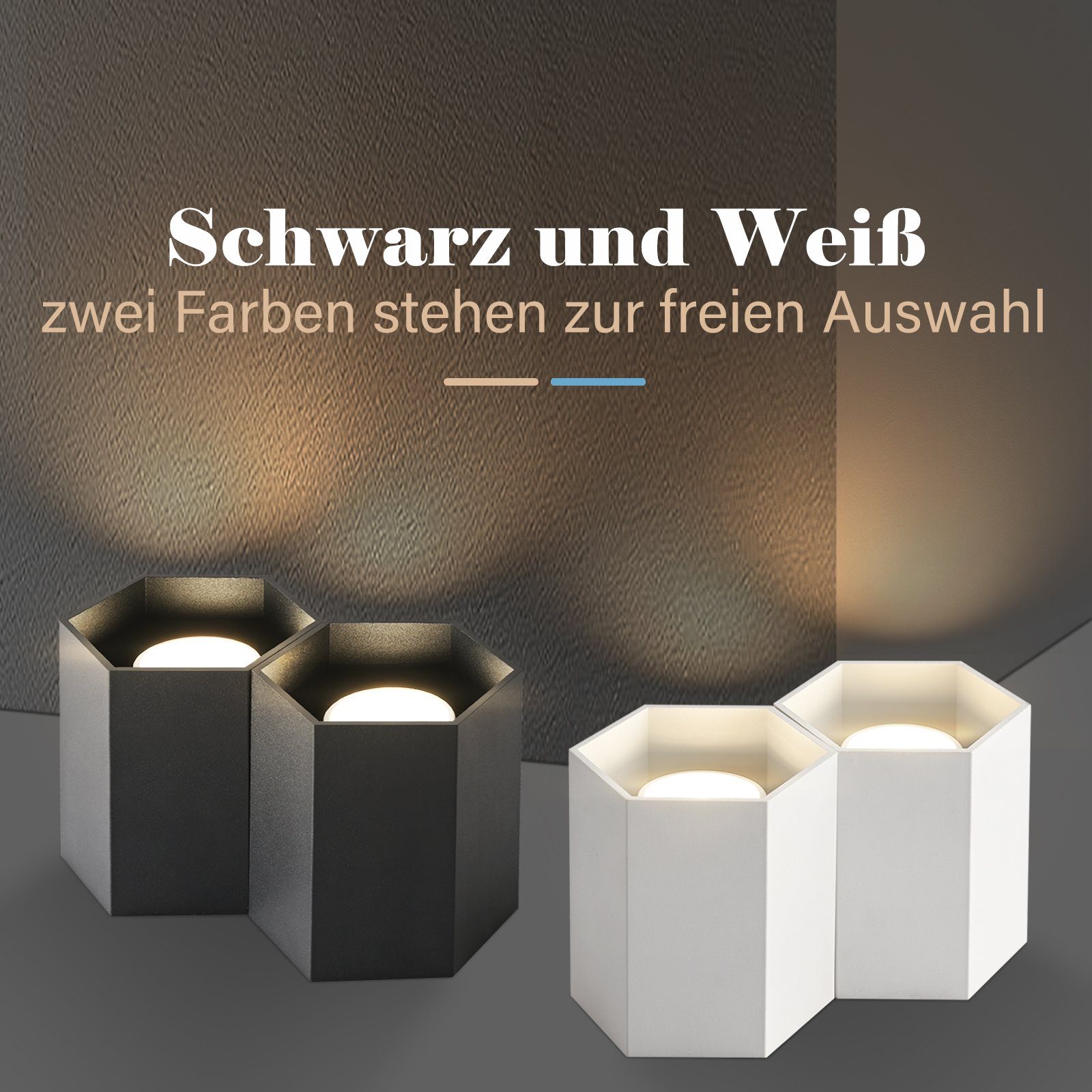 ZMH LED Deckenstrahler LED Deckenspots Aufbauspot - GU10 Deckenleuchte 2 Flammig, ohne Leuchtmittel, Aufbaustrahler Modern Design Spotleuchte für Küche Wohnzimmer, Schwarz