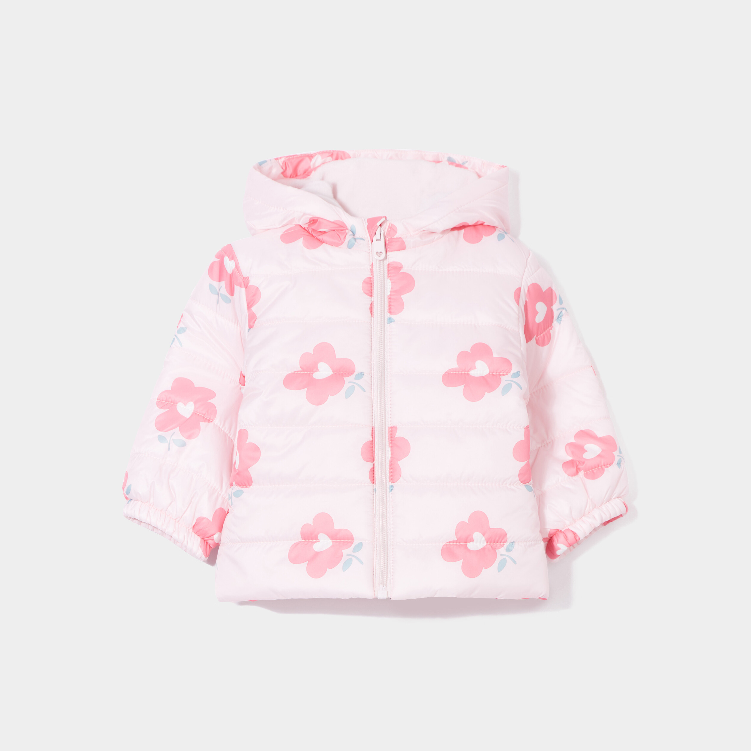 Doudoune oversize zippée à capuche rose clair bébé fille | La Halle