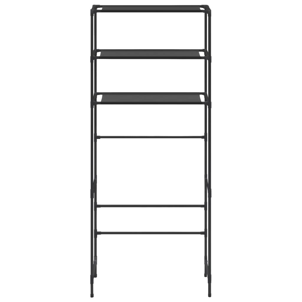 DOTMALL Waschmaschinenumbauschrank Edelstahl Waschmaschinen-Regal mit 3 Ablagen Schwarz 69x28x169 cm
