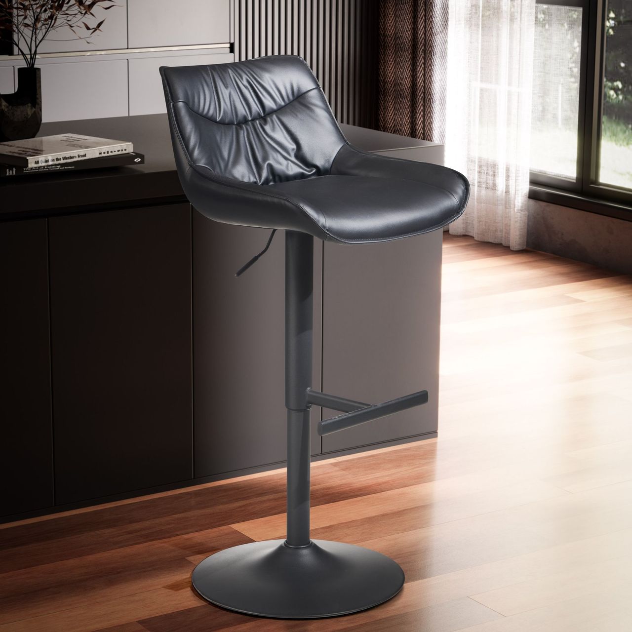 Wohnling Barhocker Kunstleder Schwarz Hocker Küchenhocker Bistrohocker Barstuhl