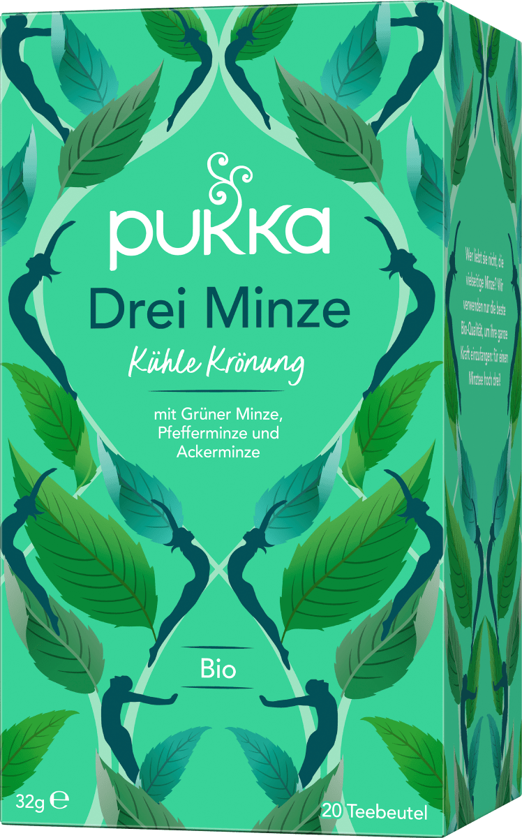 Kräutertee \Drei Minze\ mit Pfefferminze, Grüner Minze, Ackerminze (20 Beutel), 32 g