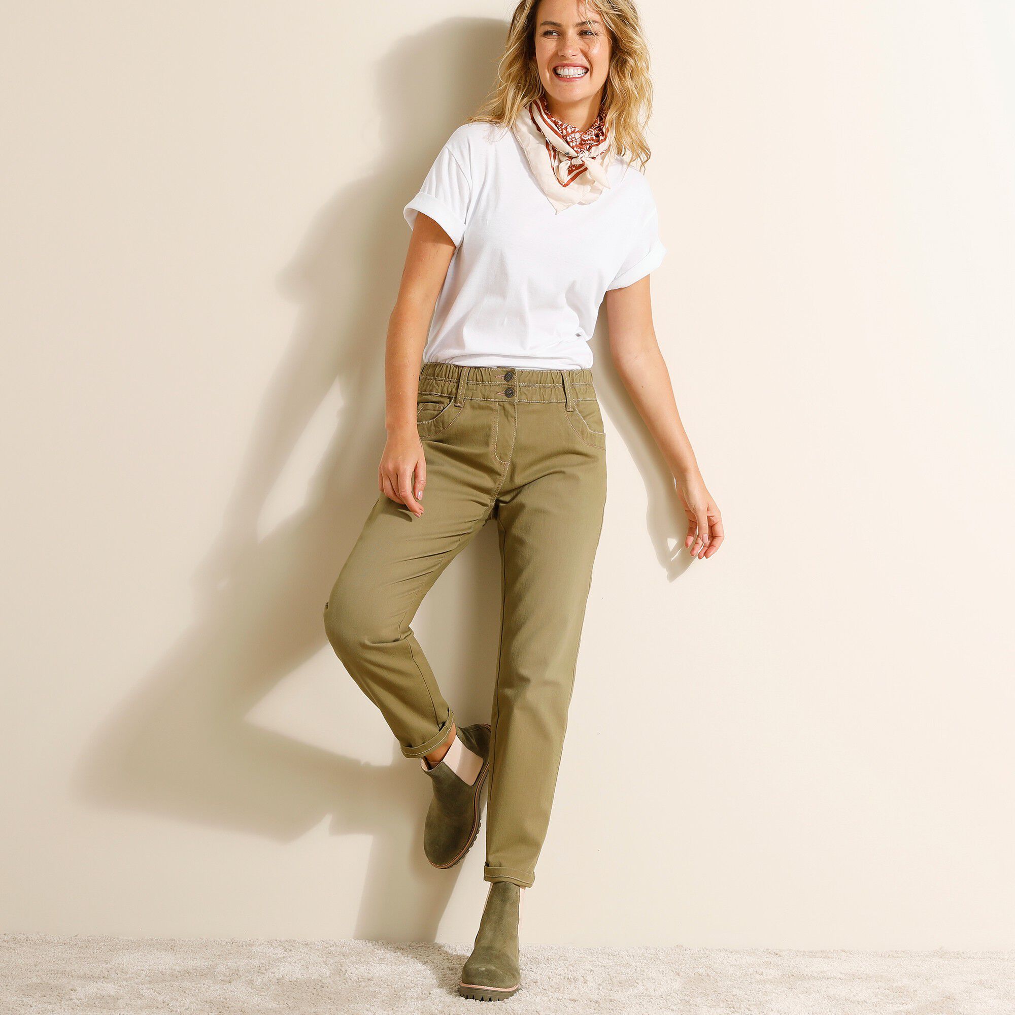 Jean mom couleur taille élastiquée