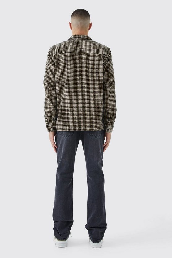 Jacqaurd Hahnentritt Overshirt mit Reißverschluss