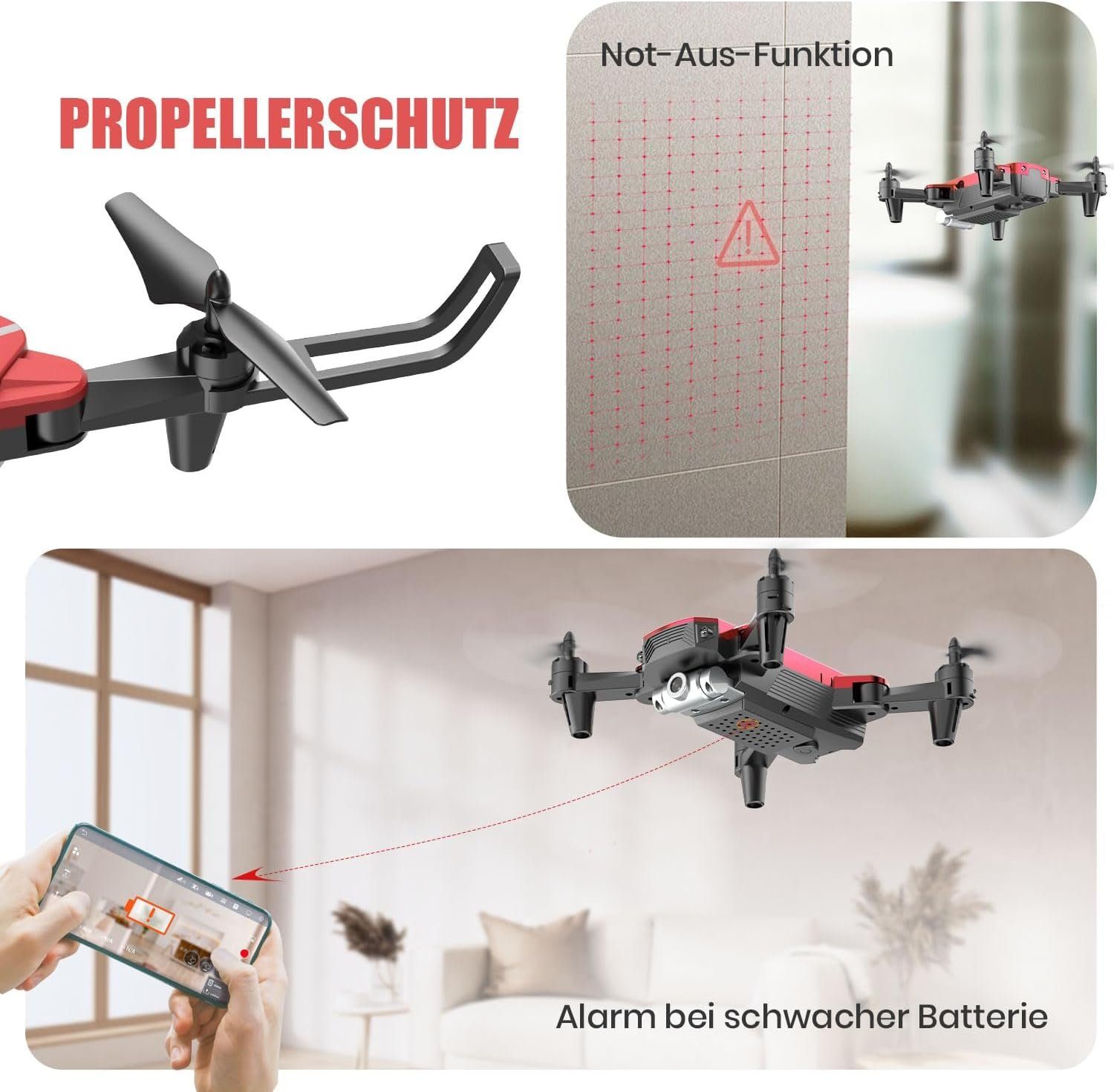 DEERC D20 Mini Drohne für Kinder mit Kamera, Faltbar RC Quadcopter Drohne (720P, mit 2 Akkus Lange Flugzeit, Tap-Fly, One Key Start, Headless Modus)
