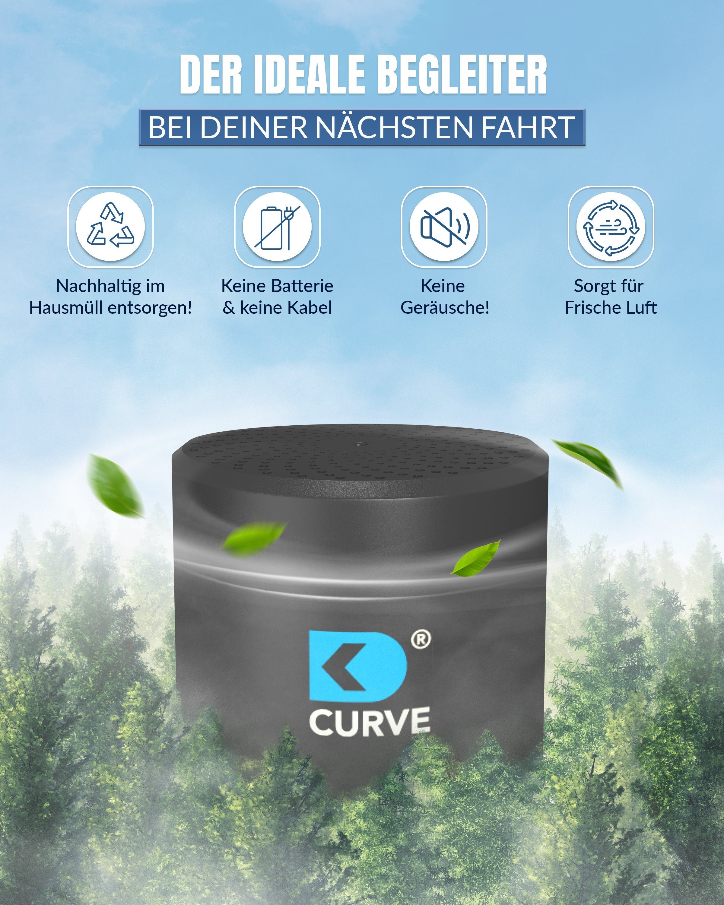 DK medical Luftreiniger CURVE - Luftreiniger - Für Auto, LKW, Camper
