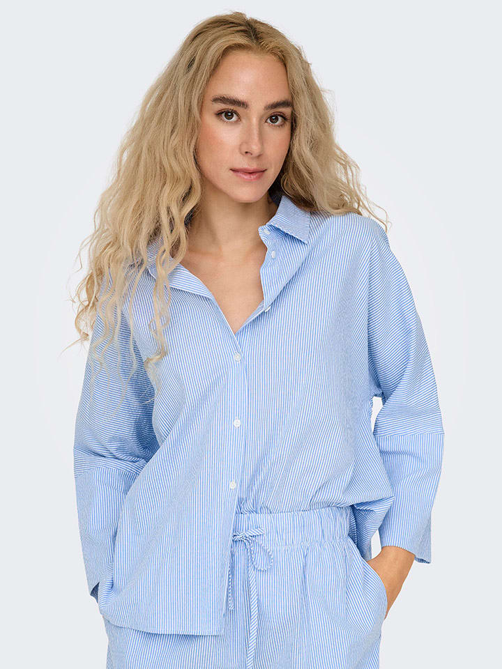 ONLY Bluse in Hellblau/ Weiß günstig kaufen