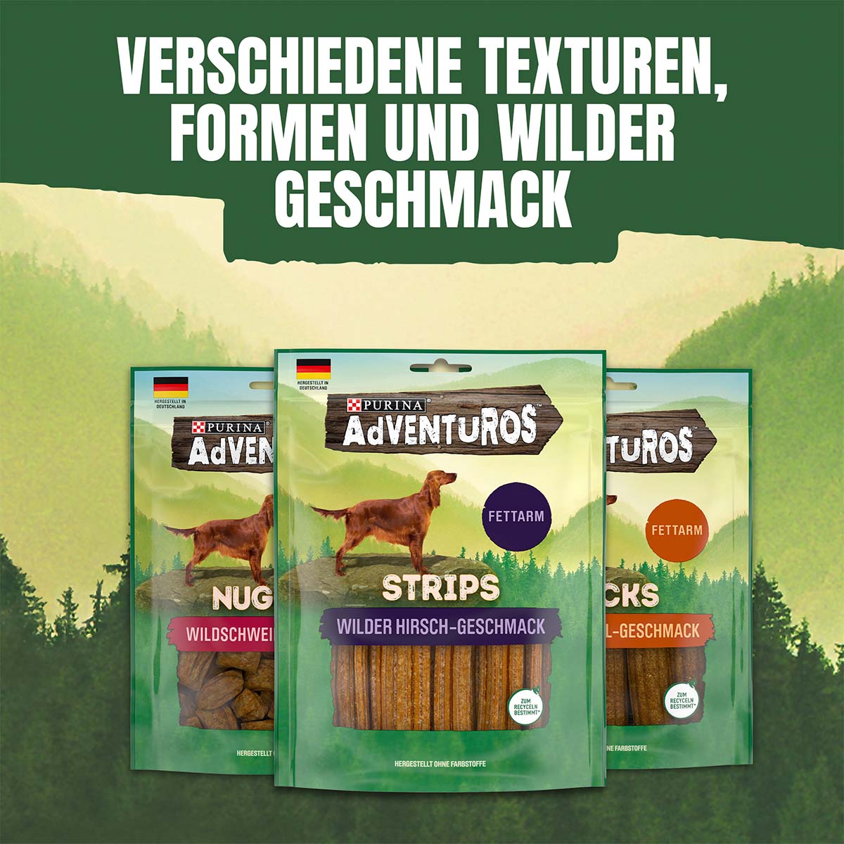 Purina AdVENTuROS Strips, Hundeleckerli fettarm mit Hirschgeschmack